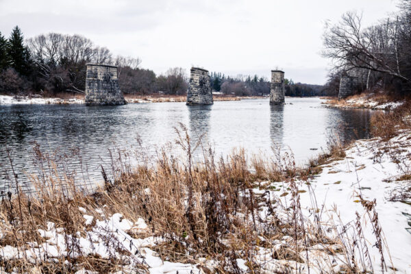 The poles of the old bridge in Ontario